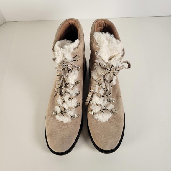 Sam Edelman DARRAH 2 Sand Suede Faux Fur Detail Lace Up Combat Boots Women Sz 10 - Picture 9 of 13